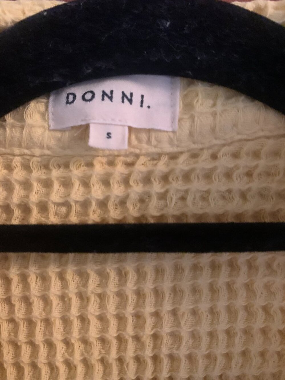 DONNI Waffle Button Down Shirt Yellow Small - Picture 3 of 8